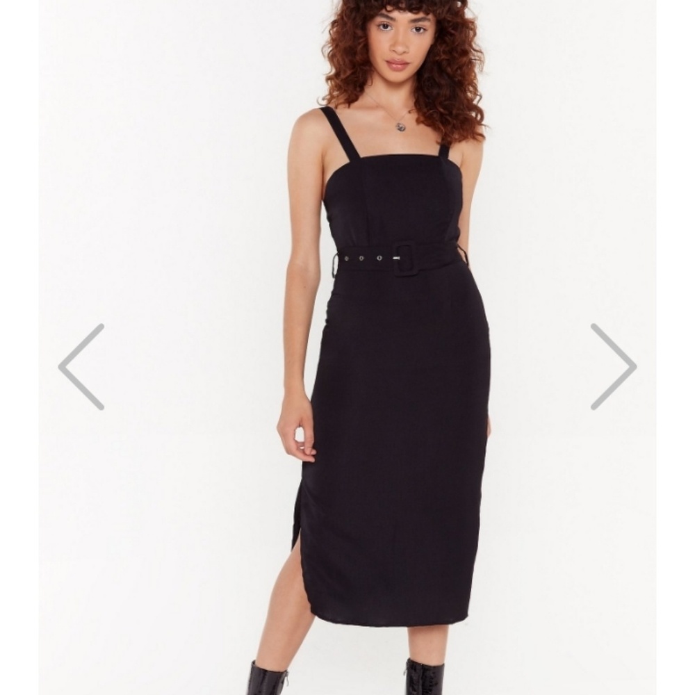 Nasty Gal Fair & Square Belted Midi Dress